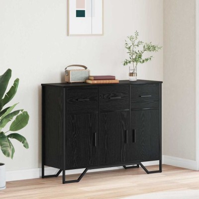 vidaXL Bufet Stejar Negru 97 x 32.5 x 74.5 cm Lemn compozit foto