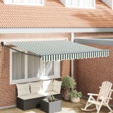 Marchiză retractabilă vidaXL verde și albă 300x250 cm