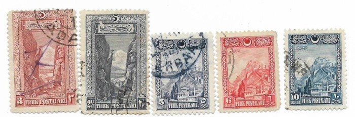 Turcia - Inscriptie cu caractere arabe si latine, 1926, valori obliterate