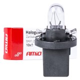 Becuri halogen T5 B8.5D 12V BAX 1.2W set 10 buc pentru ceasuri si contoare auto, soclu BAX, AMiO 03371, de inalta calitate