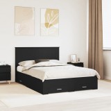 vidaXL Cadru de pat cu headboard Negru 135 x 190 cm Lemn compozit 3411315