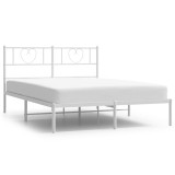 Cumpara ieftin Cadru de pat metalic cu tablie, alb, 140x200 cm