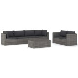 vidaXL Set mobilier de grădină cu perne, 7 piese, gri, poliratan