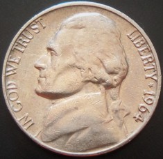 Moneda 5 CENTI - SUA, anul 1964 *cod 1473 foto