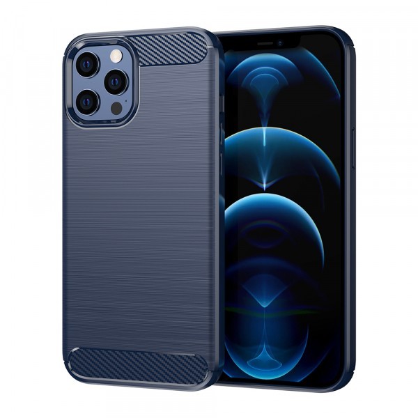 Husa pentru Apple iPhone 12 Pro Max, Techsuit, Carbon, Albastra