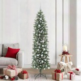 VidaXL Copac Artificial Slăb de Crăciun cu 300 LED Verde și alb 210 cm 3395308
