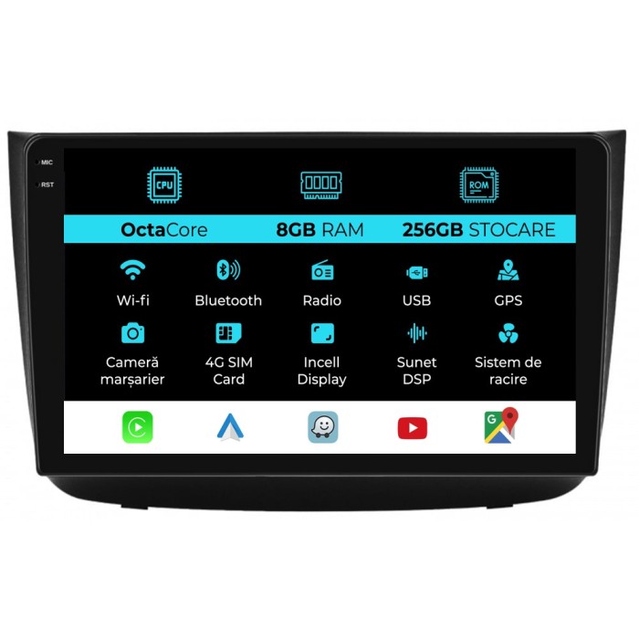 Navigatie Dedicata Mercedes Vito, Viano (2005-2015), 10Inch, 8Gb Ram, 256Gb Stocare, Carplay