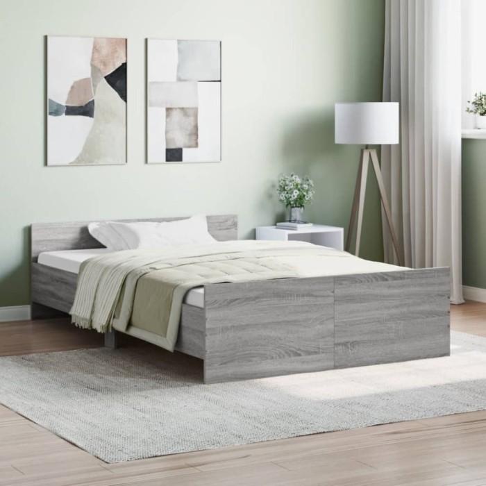 Gossi cadru de pat cu tablie la cap/picioare, gri sonoma, 120x200 cm