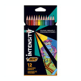 Creioane colorate 12 culori triunghiulare Bic Intensity 9157