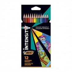 Creioane colorate 12 culori triunghiulare Bic Intensity 9157