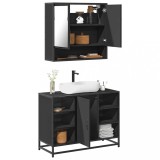 VidaXL Set mobilier de baie, 2 piese, negru, lemn compozit