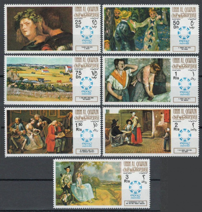 Umm Al Qiwain 1967 Mi 218/24 MNH - Tablouri la exp mondiala &bdquo;EXPO 67&rdquo;, Montreal