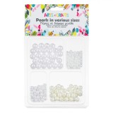 Mărgele Decor, Model Perle, Set 4 Dimensiuni, Alb, Oem