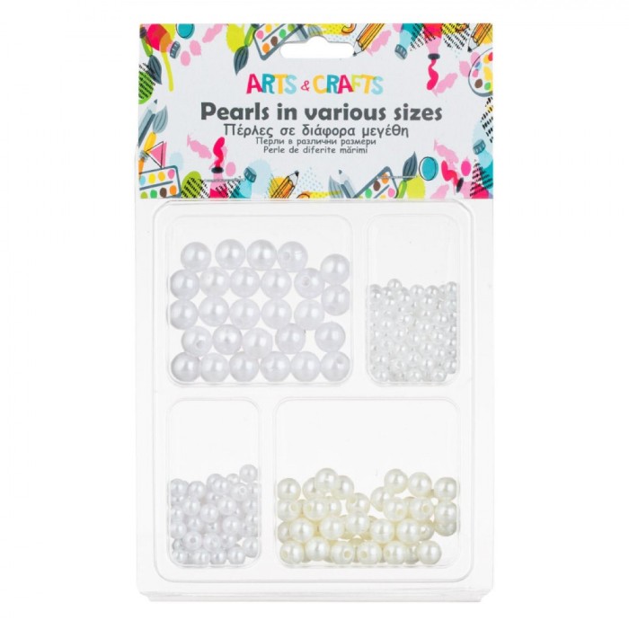 Mărgele Decor, Model Perle, Set 4 Dimensiuni, Alb