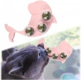 Set jucarie cu 3 bile catnip Jognee, plastic, roz/verde, 18,1 x 12,1 x 1,1 cm