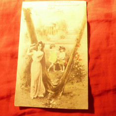 Ilustrata circ. 1905 Bals- Gaesti , litografie color ,decupata 1mm pe margine