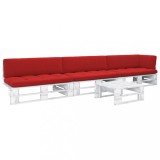 vidaXL Set mobilier din paleți cu perne, 4 piese, alb, lemn pin tratat 3066715