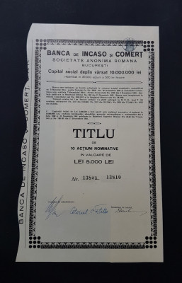 Actiune 1941 Banca de Incaso si comert / titlu / actiuni foto