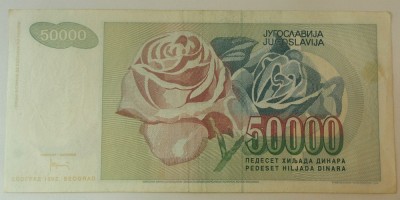 Bancnota 50000 DINARI / DINARA - YUGOSLAVIA, anul 1992 *cod 360 B foto