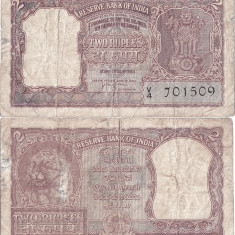 1957, 2 rupees (P-29b) - India