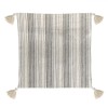 Față de Pernă Decorativă, Model Cu Dungi și Ciucuri, Bumbac, Ecru Gri, 43x42cm, Oem