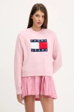 Tommy Jeans pulover din amestec de l&acirc;nă culoarea roz, light, DW0DW21782