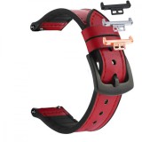 Curea hibrid piele-silicon, compatibila Huawei Watch Fit 1, cu adaptor dedicat, Tart Red