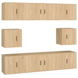 Cumpara ieftin Set dulap TV, 8 piese, stejar sonoma, lemn prelucrat