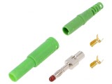 Mufă banană verde 4mm 32A 1kVDC cu izolaţie 44.7mm