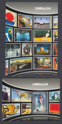 Maldives - SUPRAREALISM - BL + KB - MNH foto