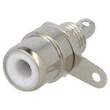 Soclu RCA Mamă Drept Lipire Nichelat Alb
