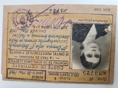 legitimatie certificat CFR , Doamna , sotia unui inalt demnitar din Ministerul de Interne 1947-1948 foto