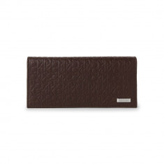 Portofel Calvin Klein Brown Embossed Logo Secretary Wallet, din piele, Maro