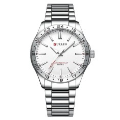 Ceas barbatesc de mana Curren Sport Quartz Fashion Simplu Argintiu Alb