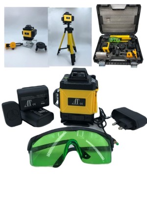 Nivela laser 4D cu 16 linii, 360 , Platforma de ridicare, cu autonivelare, Telecomanda, Lumina verde, Trepied 150 cm, Negru GALBEN. foto