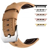 Curea piele naturalacompatibila Apple Watch 9|8|7|6|5|4|3|2|1 Series, 49mm|45mm|44mm|42mm, Kaki