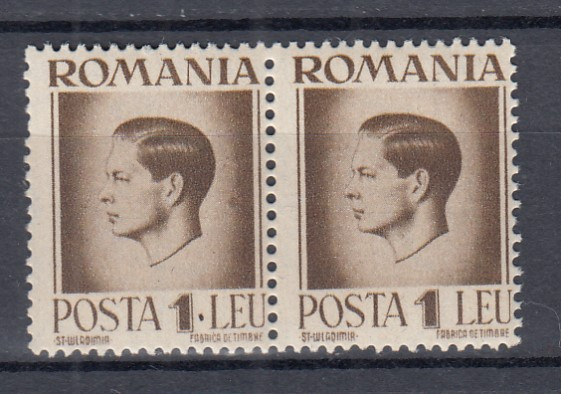 ROMANIA 1945/47 LP 187 MIHAI HARTIE ALBA EROARE PUNCT INTRE 1SI LEU PERECHE MNH