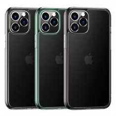 Husa Cover TPU Usams Kryt Pro Minni pentru iPhone 12 Pro Max Transparent cu Rama Verde foto