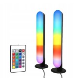 Cumpara ieftin Set 2 lampi LED RGB, 12 culori, 4 moduri de iluminare, montare verticala sau orizontala, alimentare USB, telecomanda inclusa, 26.5 x 4.1 x 3.5 cm, neg