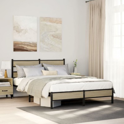 vidaXL Cadru pat fără saltea stejar sonoma 150x200 cm lemn prelucrat 4017256 foto