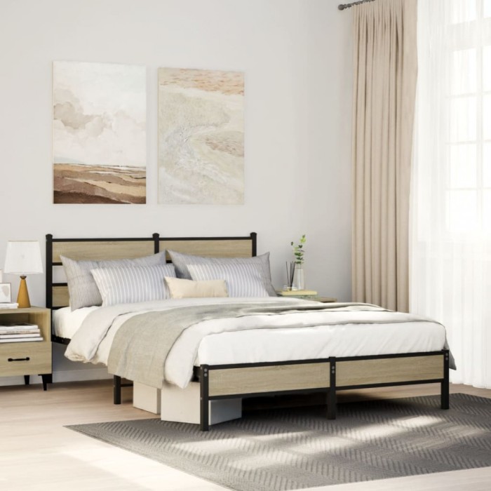 vidaXL Cadru pat fără saltea stejar sonoma 150x200 cm lemn prelucrat 4017256