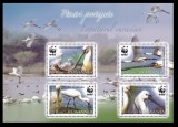 Fauna, păsări protejate - Lopătarul eurasian, WWF, serie si bloc de 4 timbre, 2006, nr. lista 1744+1744c, MNH