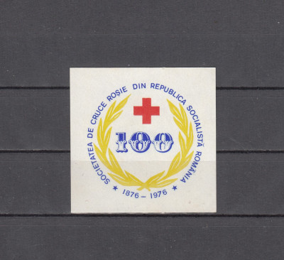 M2 TW F - 1976 - Vinieta sanitara - Societatea de cruce rosie din RSR - 100 ANI foto