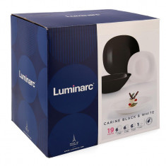 Set serviciu de masa Luminarc Carine, 19 piese, Alb/Negru Handy KitchenServ