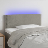 Tablie de pat cu LED, gri deschis, 100x5x78/88 cm, catifea GartenMobel Dekor, vidaXL