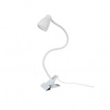 Lampa de birou cu clips, brat flexibil, 3 culori lumina, 10 niveluri, USB, alb, 45 cm, Izoxis