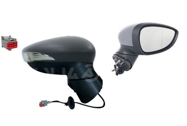 Oglinda exterioara Ford Fiesta (Ja8), 09.2008-01.2013, Dreapta, reglare electrica; grunduit; incalzita; geam convex; cromat; pliere electrica; 8 pini