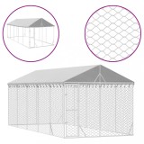 Cumpara ieftin Padoc exterior cu acoperis argintiu 3x7,5x2,5 m otel galvanizat