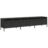 Cumpara ieftin Dulap TV, negru, 202x39x43,5 cm, otel laminat la rece