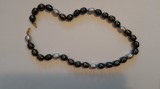 Colier Perle Naturale Baroc Negre Gri 12mm, Irizatii, Aur Filmat 14K, 50cm